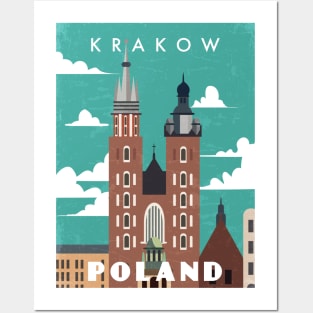 Krakow, Poland. Retro travel poster Posters and Art